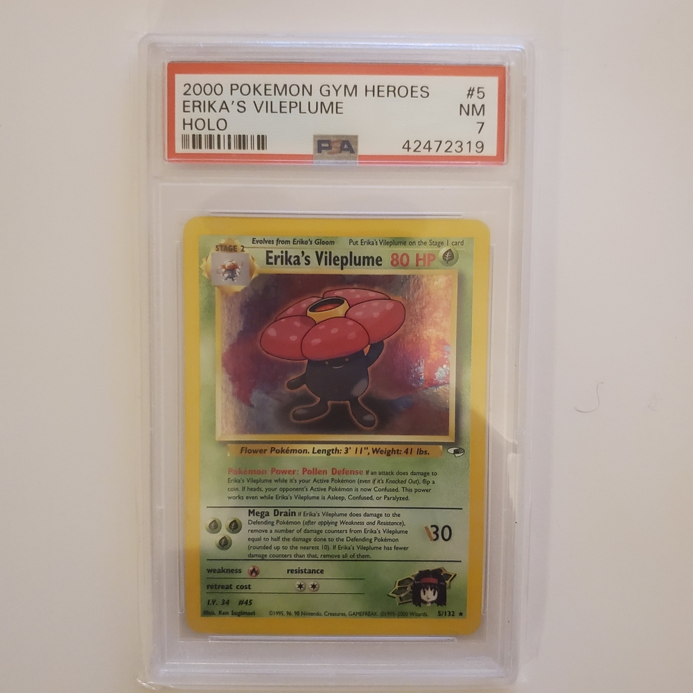 ⛔️🚫⛔️SOLD!!!⛔️🚫⛔️2000 POKEMON GYM HEROES #5 ERIKA'S VILEPLUME HOLO PSA 7